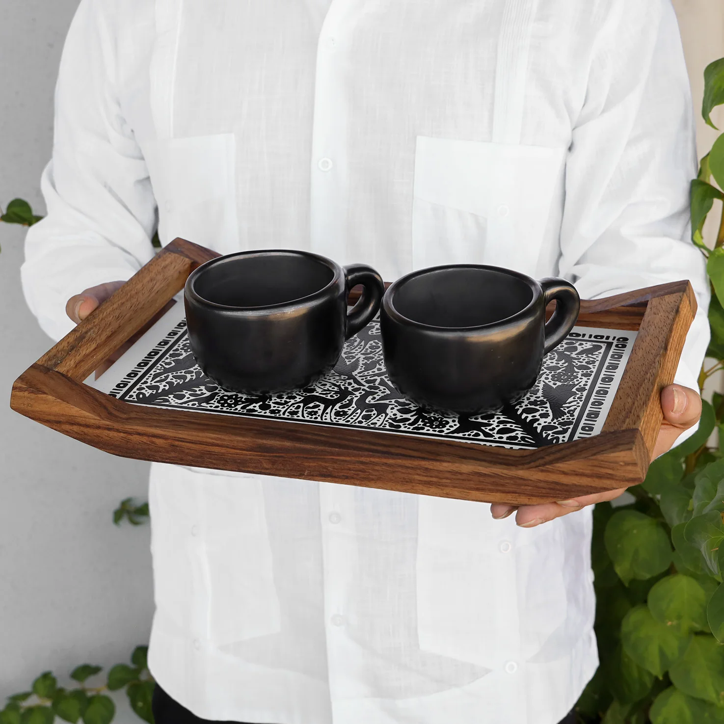 Small Olinalá Parota Solid Wood Serving Tray - Image 5