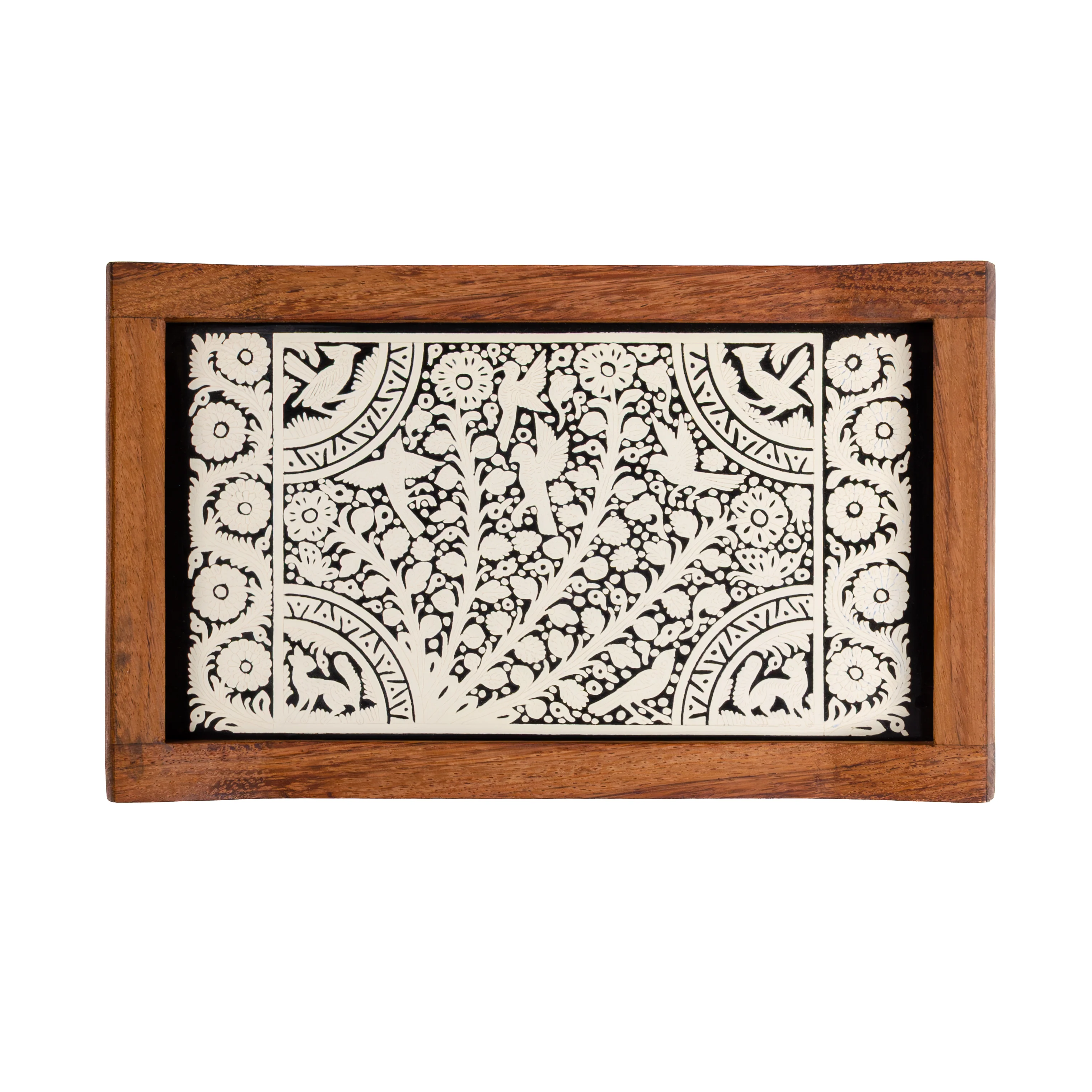 Small Olinalá Parota Solid Wood Serving Tray - Image 9