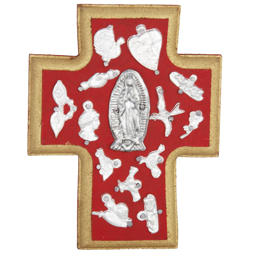 Wooden Wall Cross with Milagritos, Small - Image 18