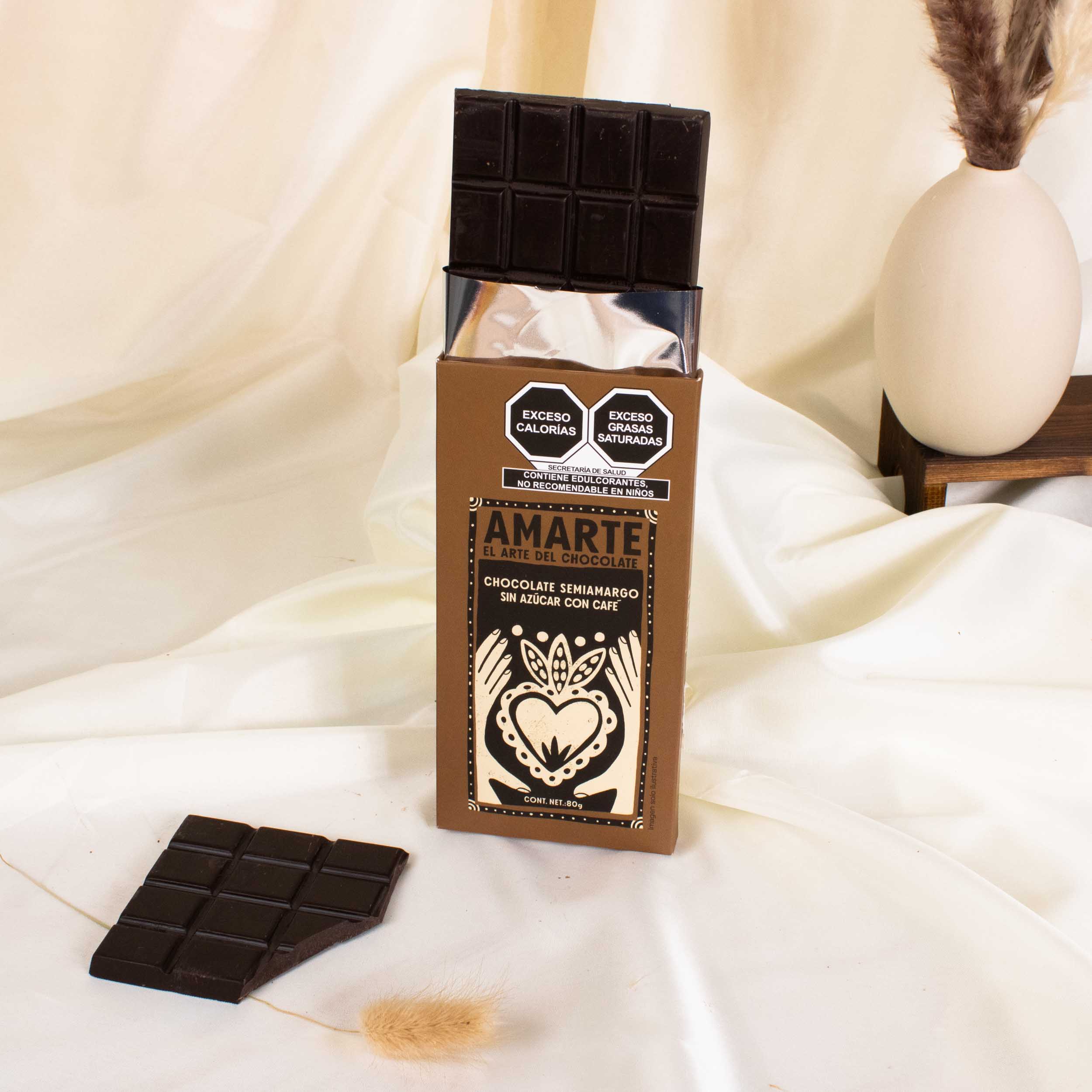Smooth 80% Dark Chocolate Bar with Coffee Beans and No Sugar - Image 3