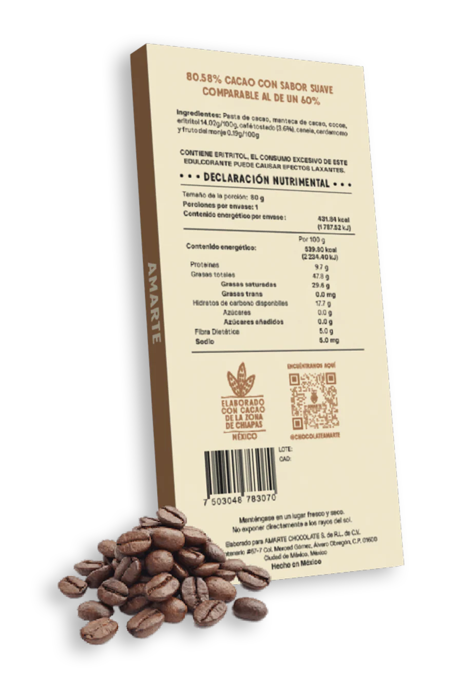 Smooth 80% Dark Chocolate Bar with Coffee Beans and No Sugar - Image 7