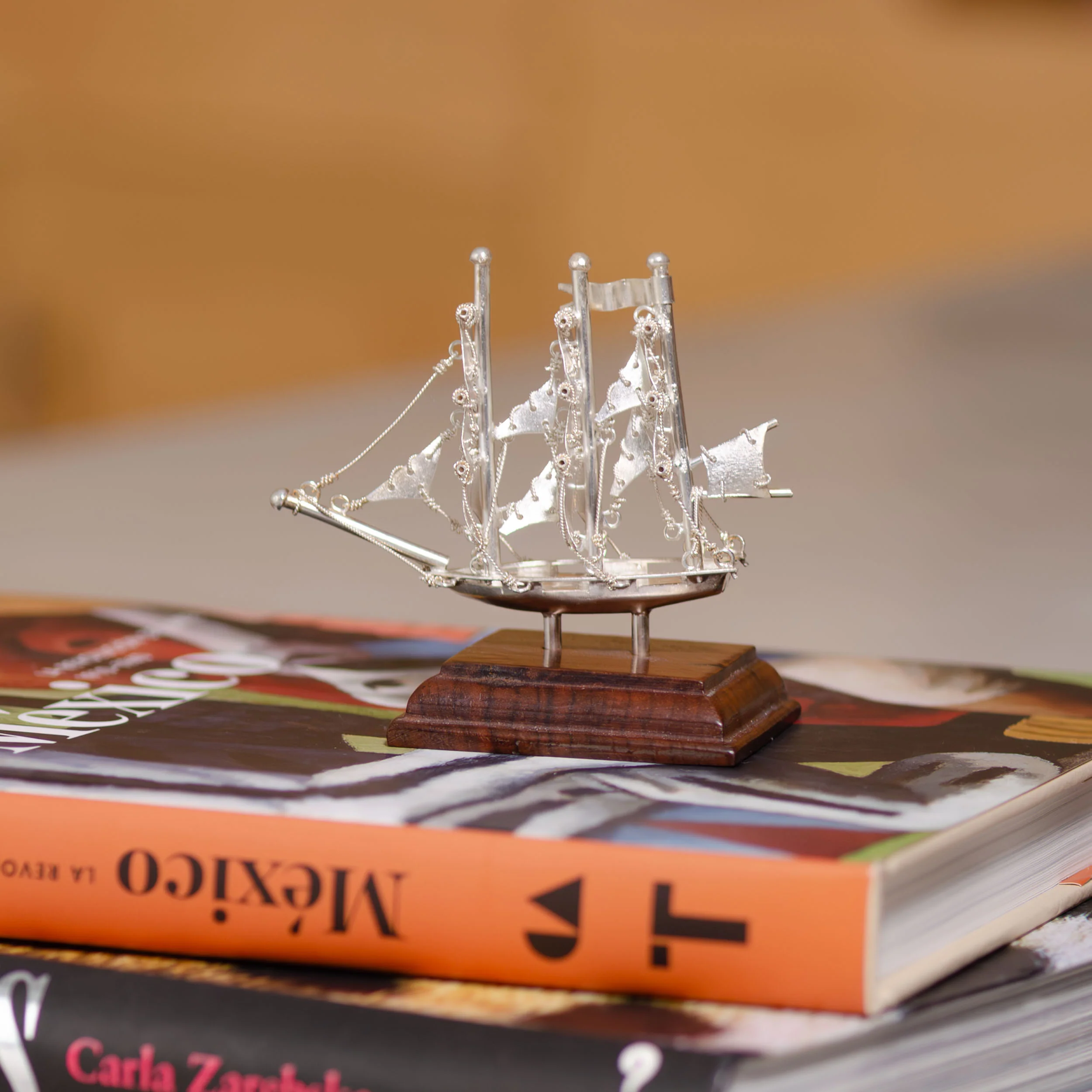Sterling Silver Sailing Ship Sculpture - Image 3