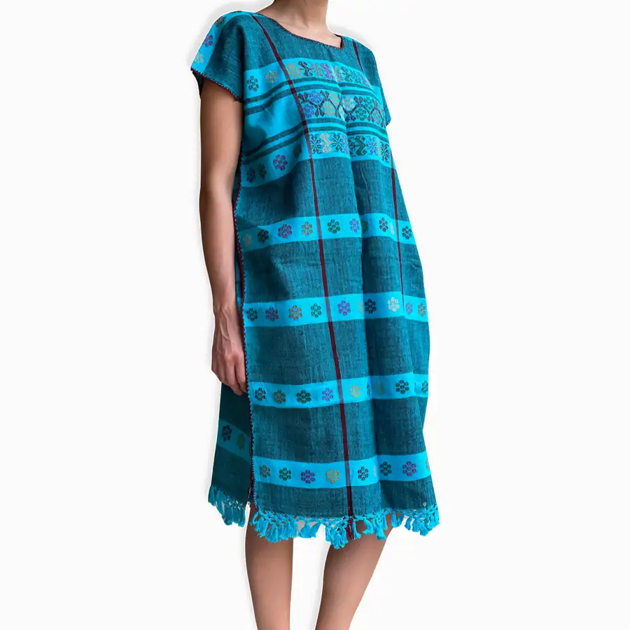 Trenzado Long Huipil de Telar Dress - Image 8