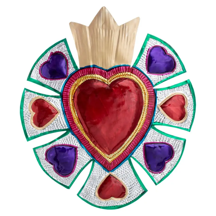 XL Mexican Milagro Tin Heart - Image 9