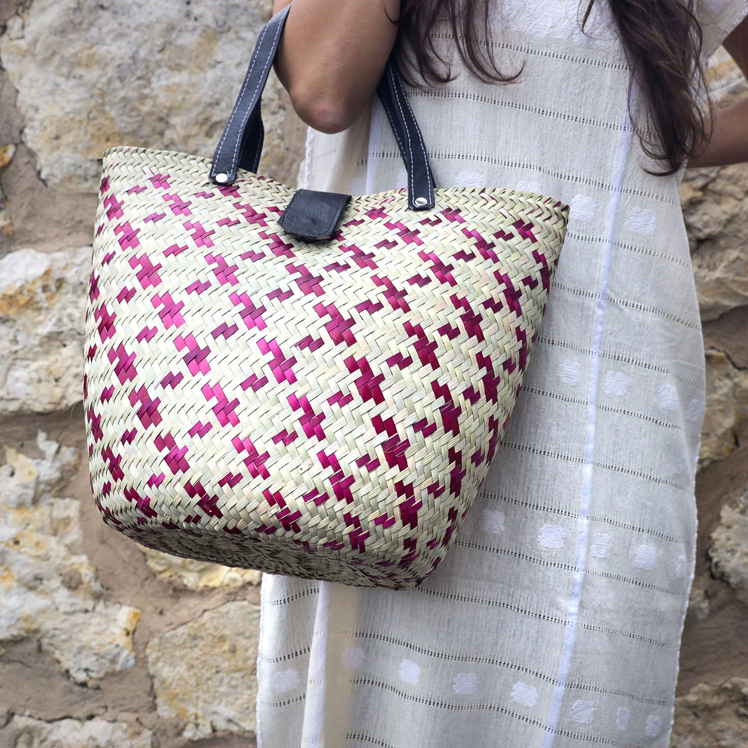 Zipolite Woven Palm Beach Bag Tote - Image 10