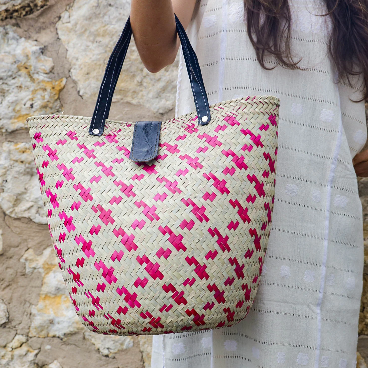 Zipolite Woven Palm Beach Bag Tote - Image 9